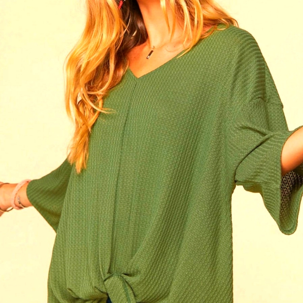 Olive waffle knot top